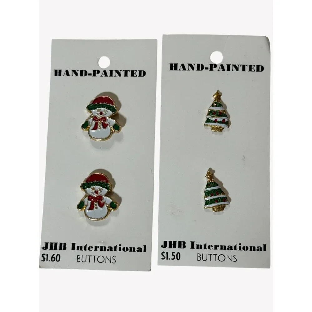 Vintage Hand Painted JHB‎ International New Old Stock Christmas Buttons Lot